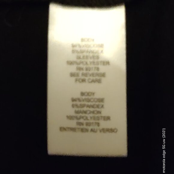 TAHARI KNITTED TOP ANIMAL PRINT SHEER PUFF SLEEVES SOLID BLACK BODY SIZE XS - Picture 7 of 8